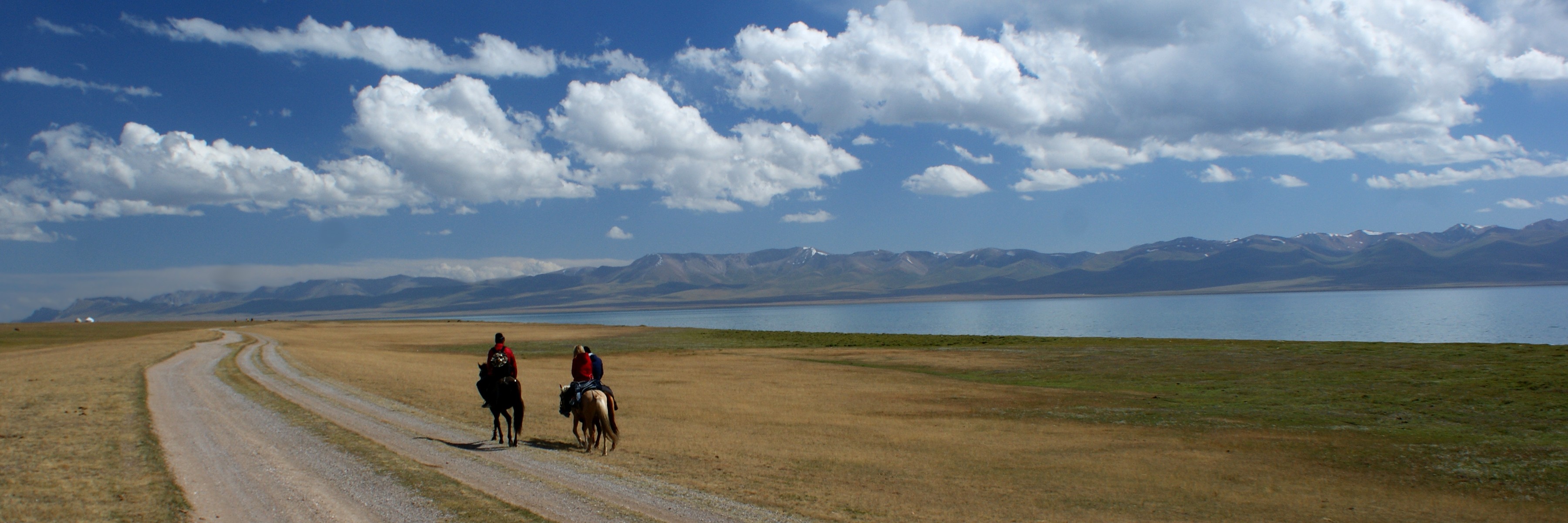 Horse trek near Song-Kul Lake